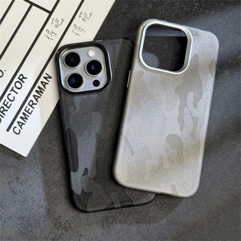 Camouflage Leather Wireless charging MagSafe Case for iphone