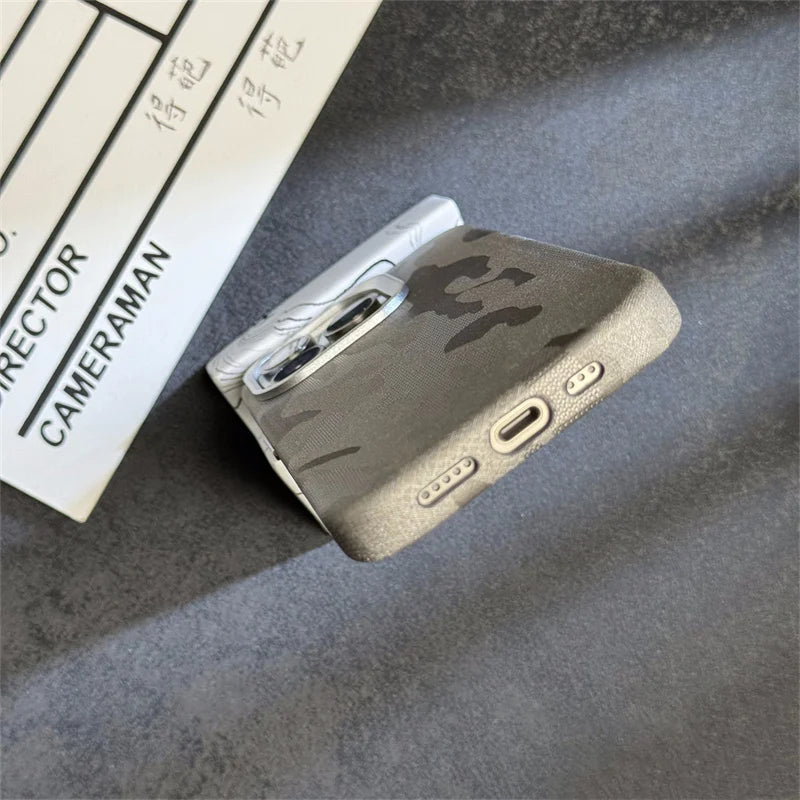 Camouflage Leather Wireless charging MagSafe Case for iphone