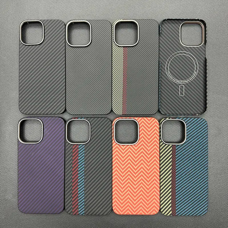 Magnetic Phone Case | Protective Sturdy Durable Carbon Fiber Cover Compatible with Apple's MagSafe Slim Drop Protection