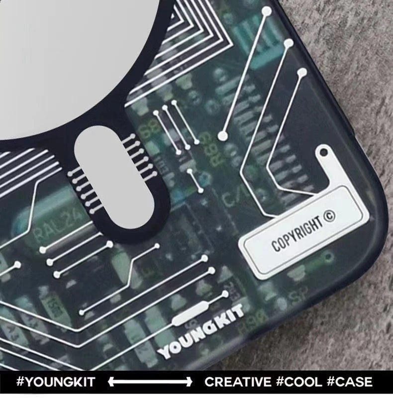 Youngkit Frosted Cover | Circuit Cyberpunk Trend Magsafe Magnetic | Anti-drop